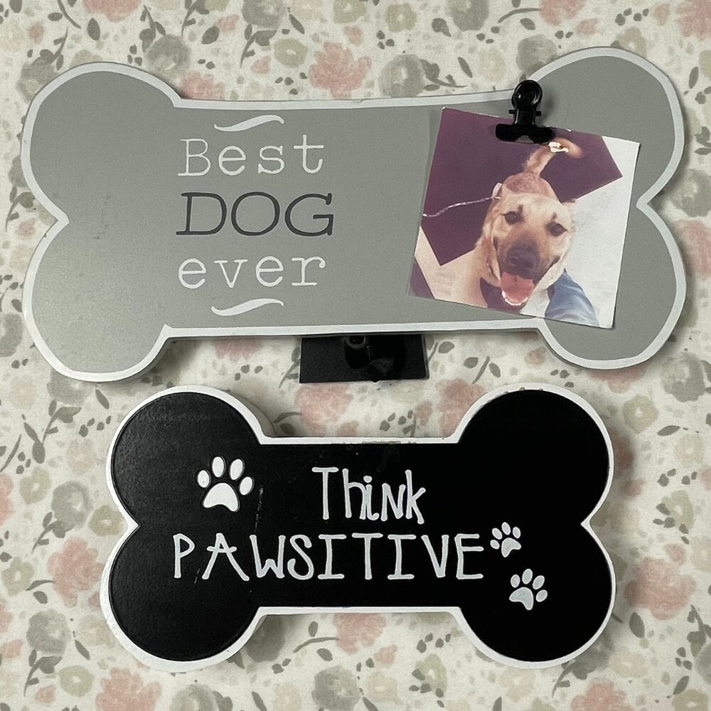 Dog Lover Decorations - Bundle of 2 - 1 w/ Stand & Picture Clip - 1 shelf decor